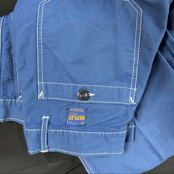 Vintage Y2k 90s Replay Blue Cargo Work Pants size 33 - Picture 12 of 14